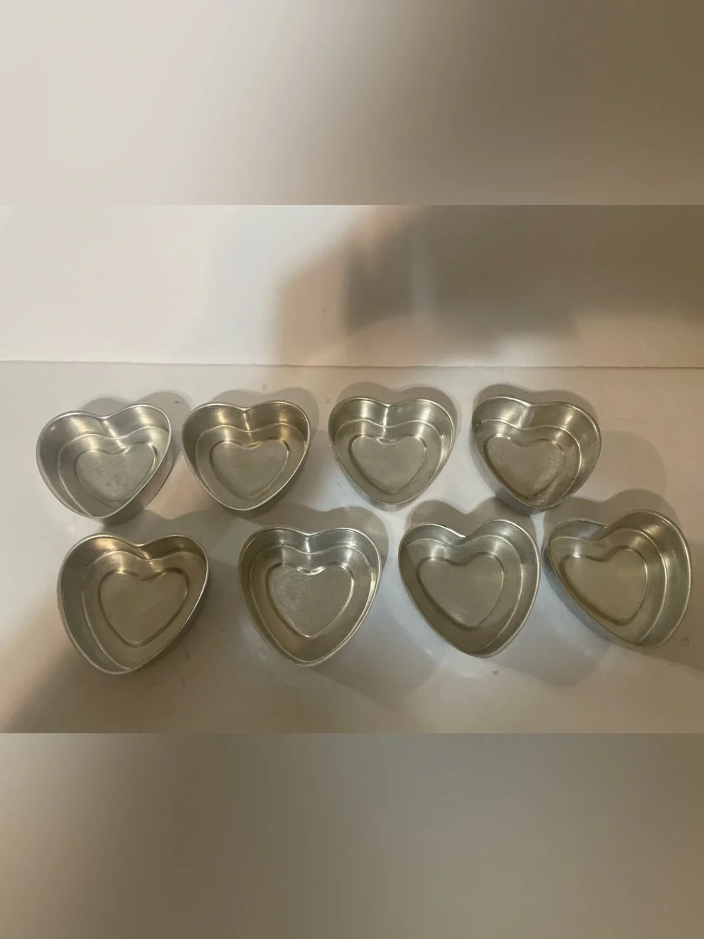 Heart-Shaped Baking Cups - Silver Stainless Steel (Set)